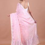 Baby Pink Handloom Cotton Printed Saree back