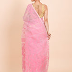 Baby Pink and Golden Bangladeshi Dhakai Jamdani Saree back
