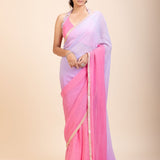 Baby Pink and Lavender Georgette Saree - Anvi Couture