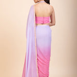 Baby Pink and Lavender Georgette Saree - Anvi Couture