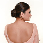 Light Peach Organza Blouse with Front Button Closure and Half Sleeves - Anvi Couture