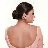 Light Peach Organza Blouse with Front Button Closure and Half Sleeves - Anvi Couture