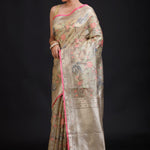 Beige Kota Silk Printed Saree front