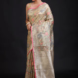 Beige Kota Silk Printed Saree front