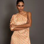 Beige One shoulder Midi Dress Front
