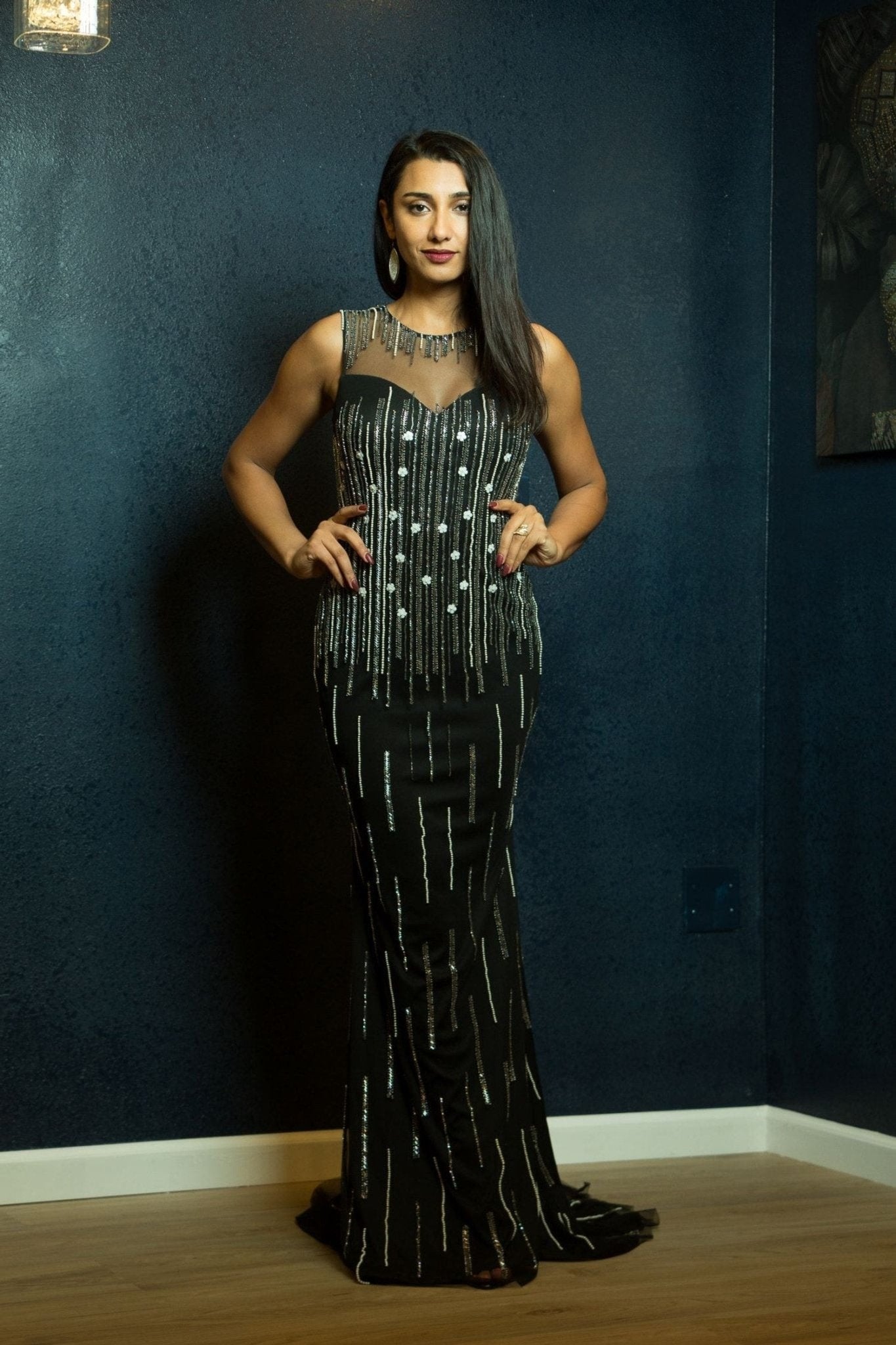 Women Western Gown: Buy Black Sequin Evening Western Gown Women Western Gown: Buy Black Sequin Evening Western Gown