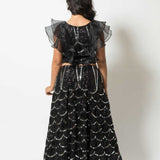 Black Fusion Lehenga with Sequin embroidery and Ruffle blouse - Anvi Couture