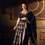 Black Banarasi Lehenga with Hand Embroidered Work full