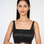 Black Broad Square Neck Sleeveless blouse Front
