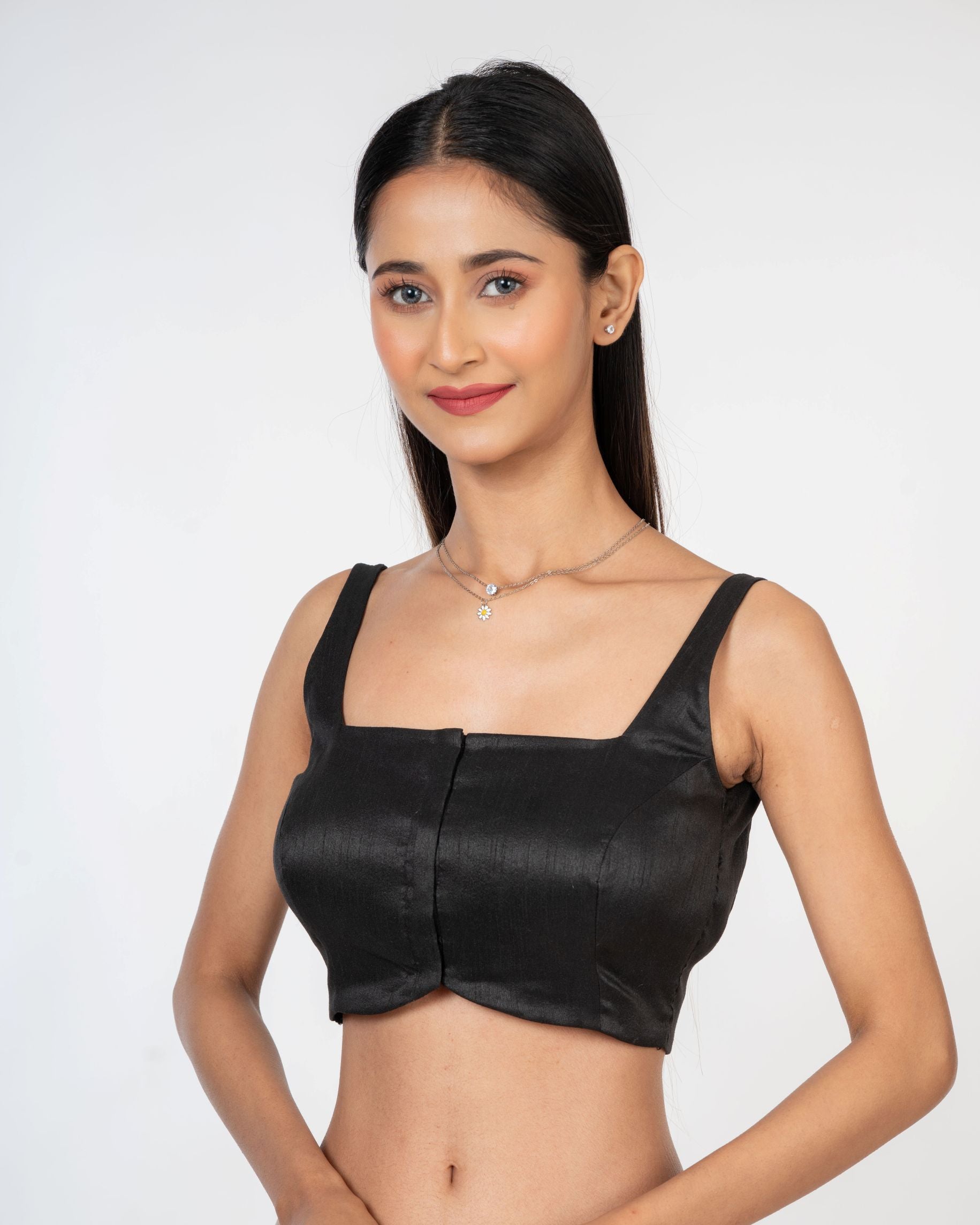 Black Broad Square Neck Sleeveless blouse Side
