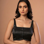 Black Broad Square Neck Sleeveless blouse front