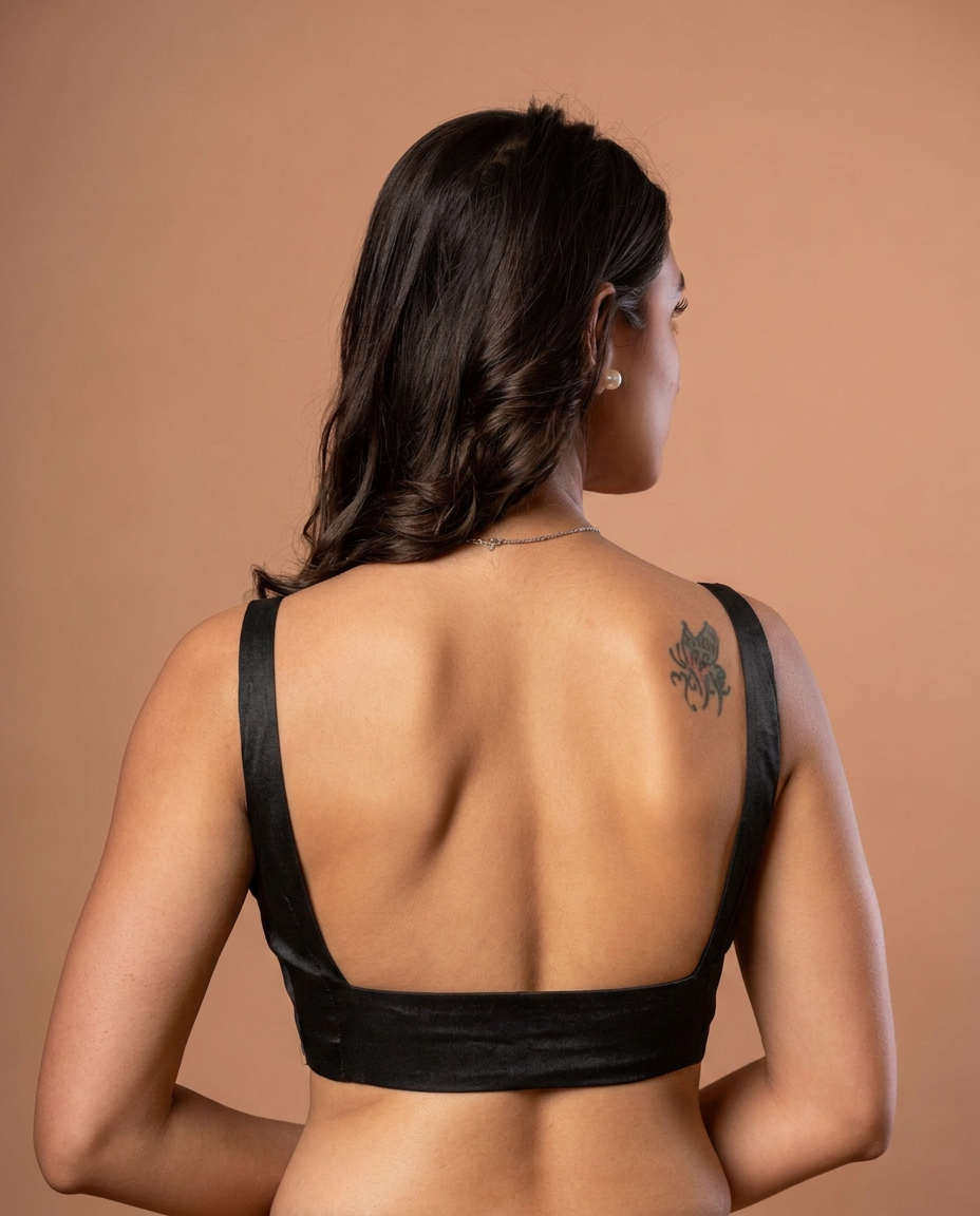 Black Broad Square Neck Sleeveless blouse back