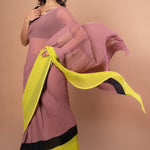Black, Brown and Green Pleated Pure Georgette Saree - Anvi Couture