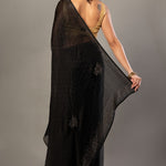 Black Chiffon Saree With Sequin Border - Back Side