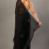 Black Chiffon Saree With Sequin Border - Back Side