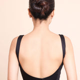 Black Cotton Sweetheart Neckline Sleeveless Blouse Back