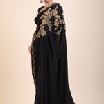 Black Designer Hand Embroidered Saree -Left Side
