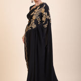 Black Designer Hand Embroidered Saree -Left Side
