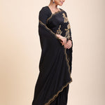 Black Designer Hand Embroidered Saree - Anvi Couture