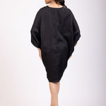 Black Drape Dress With Hand Embroidered Lace - Anvi Couture
