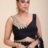 Black Embroidered Sleeveless Blouse full