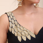 Black Embroidered Sleeveless Blouse close up
