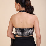 Black Embroidery Partywear Saree With Designer Blouse Back
