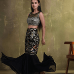 Black Fishtail Cut Lehenga Set with Colorful Embroidery for Wedding Season