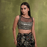 Multicolor Embroidered Black Fishtail Lehenga – Reception & Sangeet Wear