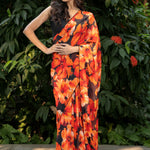  Black Floral Print Georgette Sarees Full
