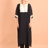 Black Georgette Kaftan Suit Set - Anvi Couture