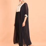 Black Georgette Kaftan Suit Set - Anvi Couture