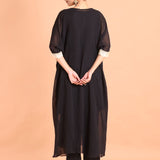 Black Georgette Kaftan Suit Set - Anvi Couture
