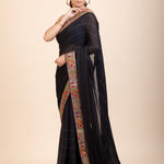 Black Georgette Saree With Multicolor Lace Border - Anvi Couture