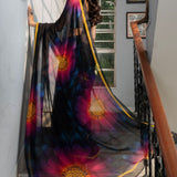 Black Georgette Saree with Multicolor Floral Prints - Anvi Couture
