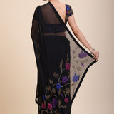Black Georgette Sequin Designer Saree  Back

