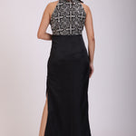 Black Gown With Halter Neck Sleeves back