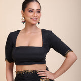 Black Hand Embroidered Designer Blouse Front