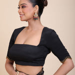  Black Hand Embroidered Designer Blouse Side