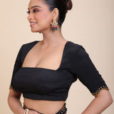  Black Hand Embroidered Designer Blouse Side
