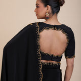 Black Hand Embroidered Designer Blouse Back