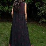 Black Jacket Lehenga Set with Pink Floral Prints - Anvi Couture