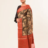 Black Kalamkari Saree with Red Border