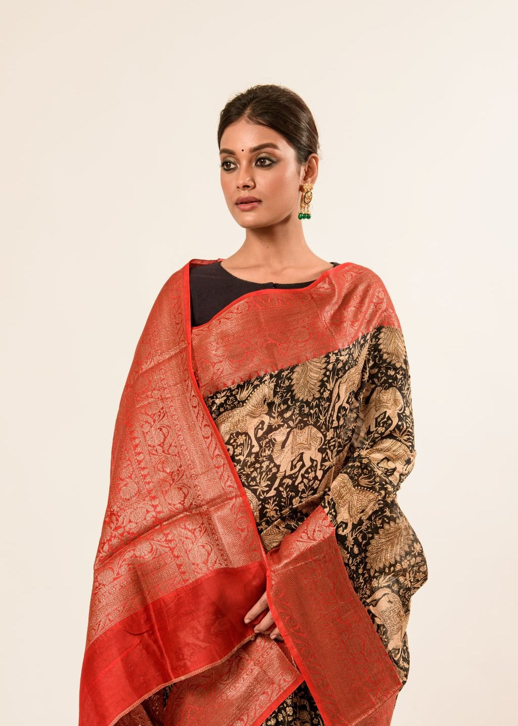 Black Kalamkari Saree