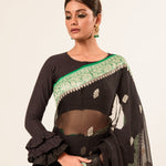Black Khaddi Georgette Handloom  Saree 