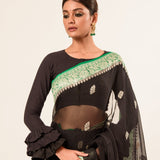 Black Khaddi Georgette Handloom  Saree 