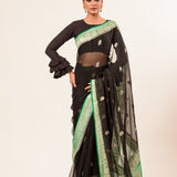 Black Khaddi Georgette Handloom Banarasi Saree 