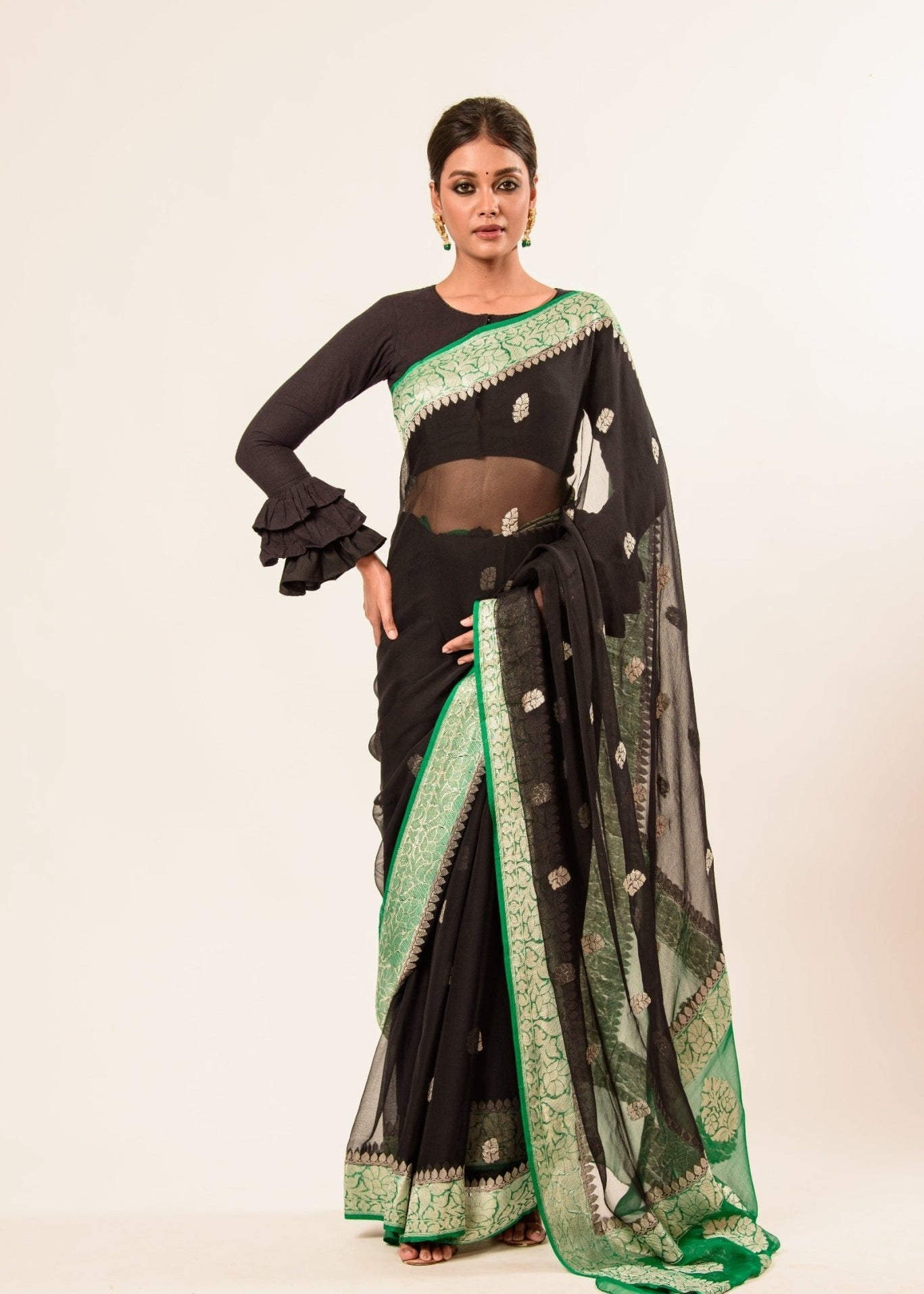 Black Khaddi Georgette Handloom Banarasi Saree 