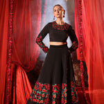 Black Lehenga with Embroidered Floral designs Full
