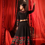 Black Lehenga with Embroidered Floral designs Back
